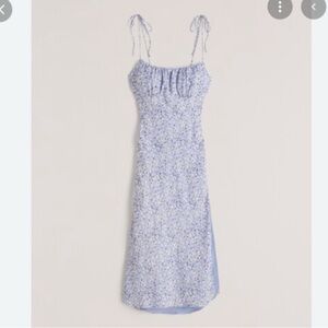 Abercrombie ditsy floral blue tie strap midi dress